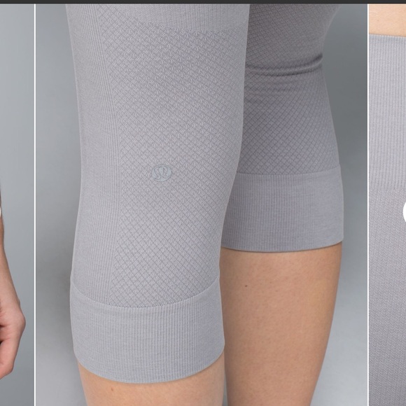 VINTAGE LULULEMON SEAMLESSLY STREET CROP LEGGINGS LIGHT/MEDIUM GRAY SIZE 2 - Picture 4 of 6